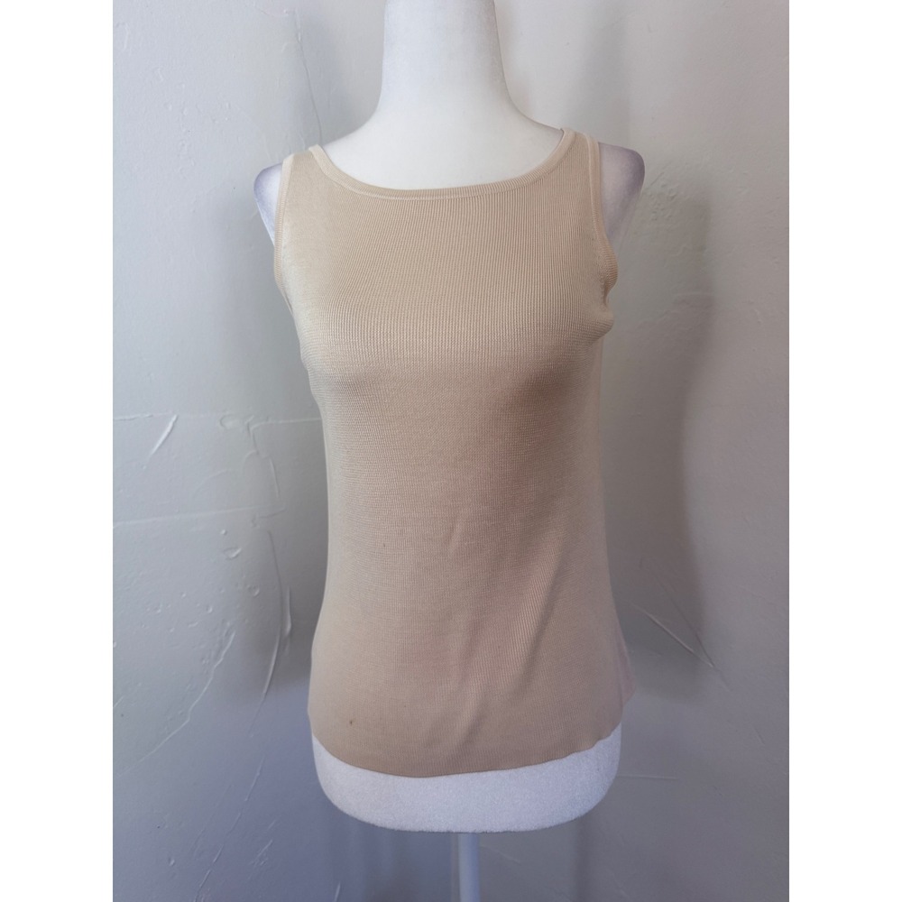 Harold's 100% Silk Knit Tank Top Small Champagne Beige Sleeveless Shell